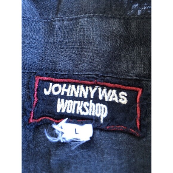 JOHNNY WAS Floral Embroidered Navy Tunic Shirt Top Boho Chic Size Large - Picture 9 of 12